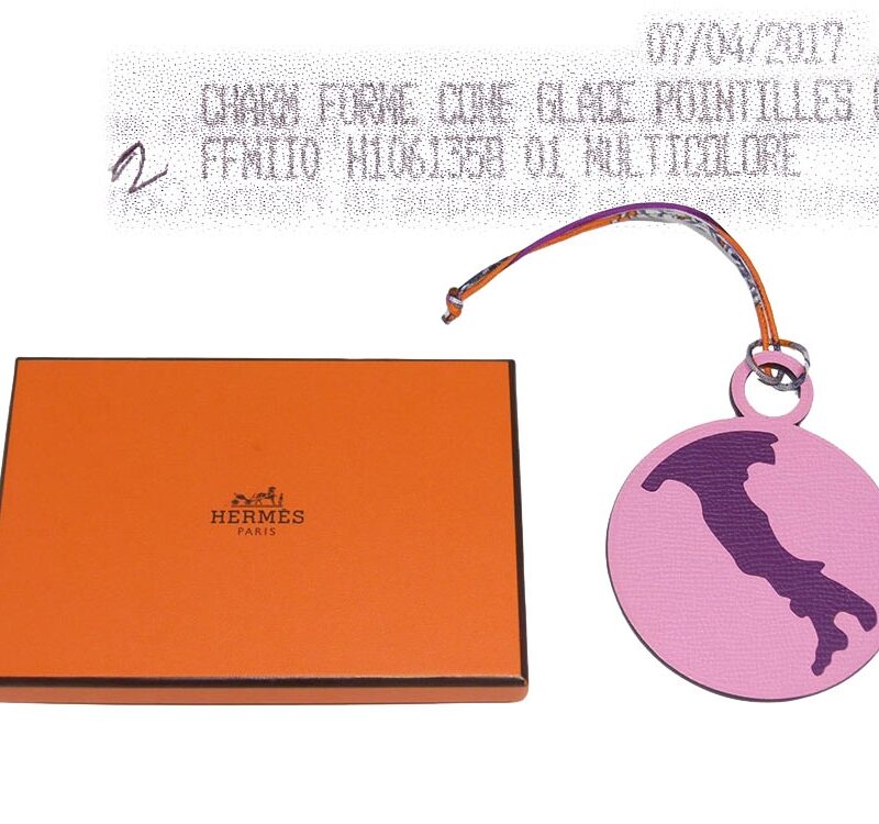 Hermes Petit H ROMA Map Bubblegum Pink/ Ebene Bag Charm-0