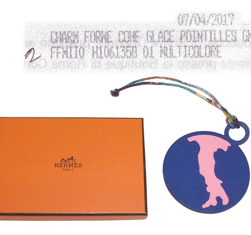 Hermes Petit H ROMA Map Electric Blue / Ebene Bag Charm-0