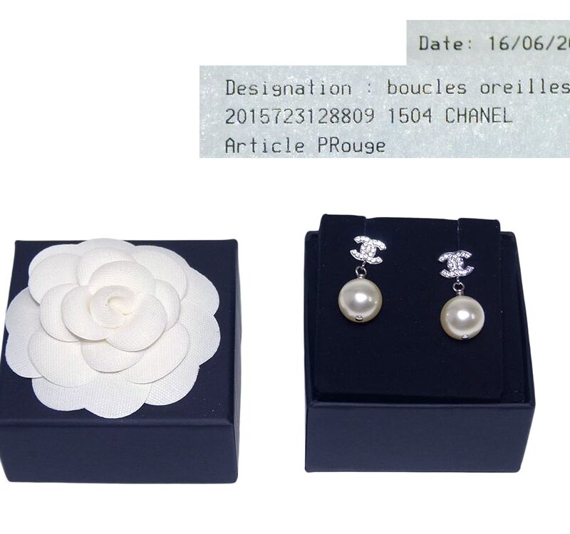 Chanel Double C Crystal with Pearl Earring Silver Hardware-0