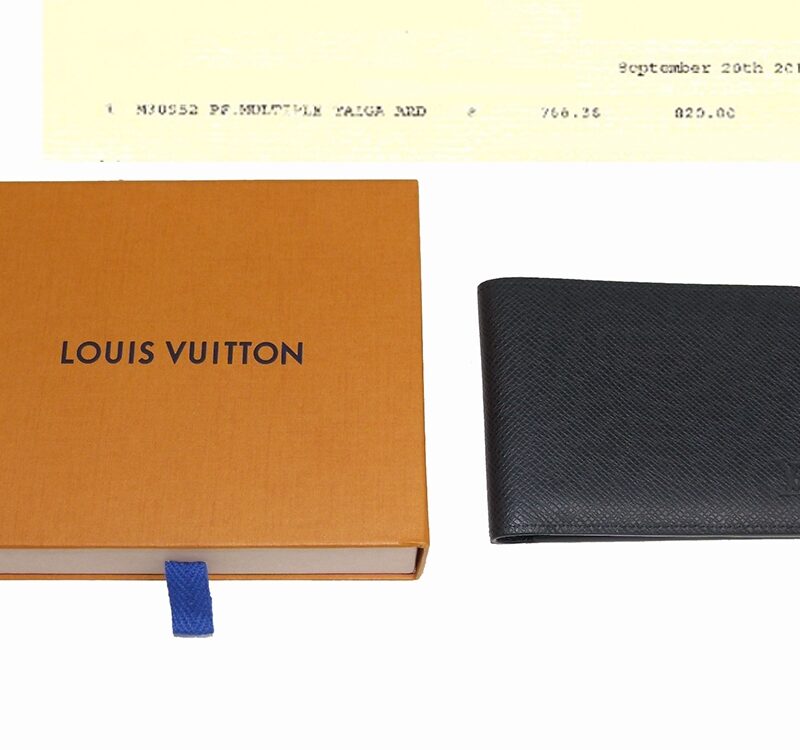 Brand New ! Louis Vuitton M30952 Taiga Leather Ardoise Multiple Wallet-0