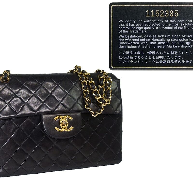 Chanel 1152385 Black Lambskin Vintage Jumbo Single Flap 12" Gold Hardware-0