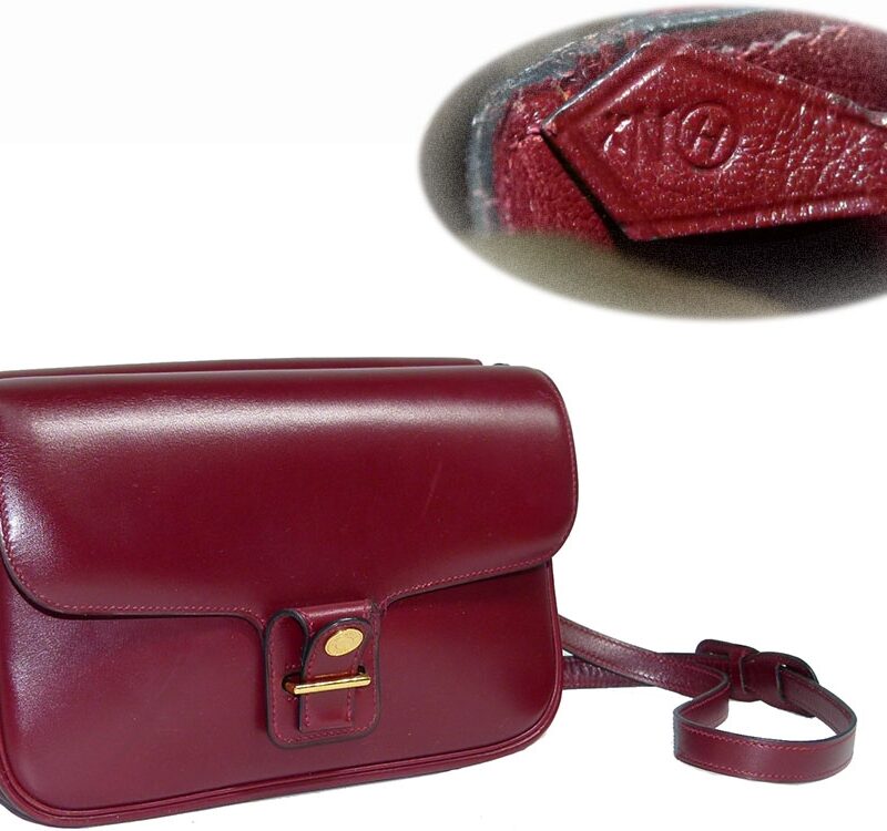 Hermes Dolly Sellier Bordeaux Box Calf Circle H Stamp Red Double Flap Gold Hardware 2- Way Shoulder / Crossbody Bag-0