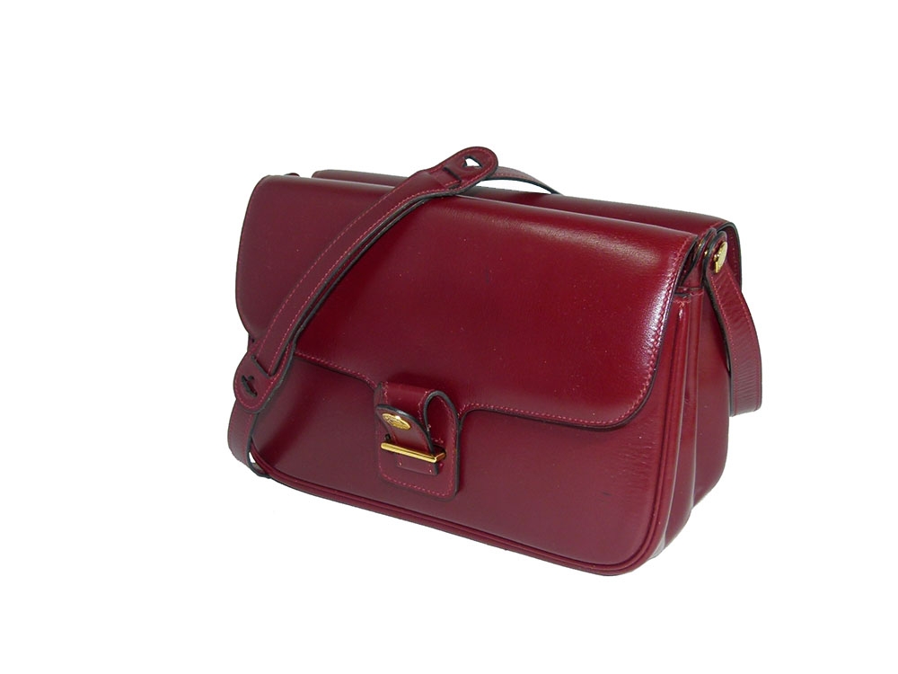 Hermes Dolly Sellier Bordeaux Box Calf Circle H Stamp Red Double Flap Gold Hardware 2- Way Shoulder / Crossbody Bag-30985