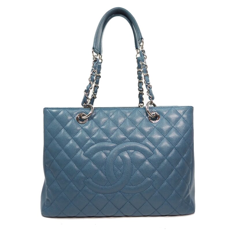 Chanel 19597117 Blue Caviar with "31 Rue Cambon " Silver Hardware Grand Shopping Tote-0