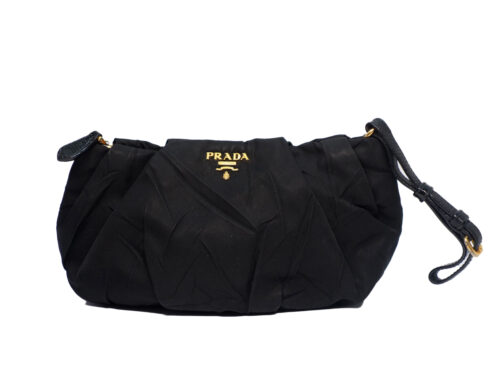 Prada 1N1407 Black Crispy Nylon/ Tessuto Semi- Round Wrist Pouch