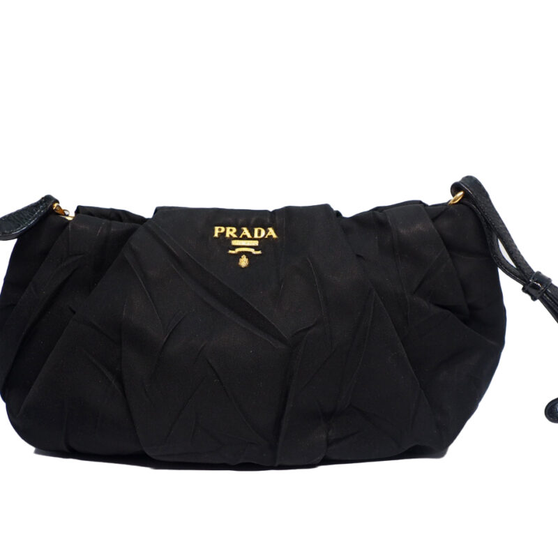 Prada 1N1407 Black Crispy Nylon/ Tessuto Semi- Round Wrist Pouch