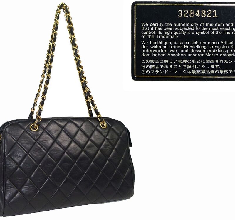Chanel 3284821 Black Lambskin Vintage Gold Hardware Document Shoulder Bag-0