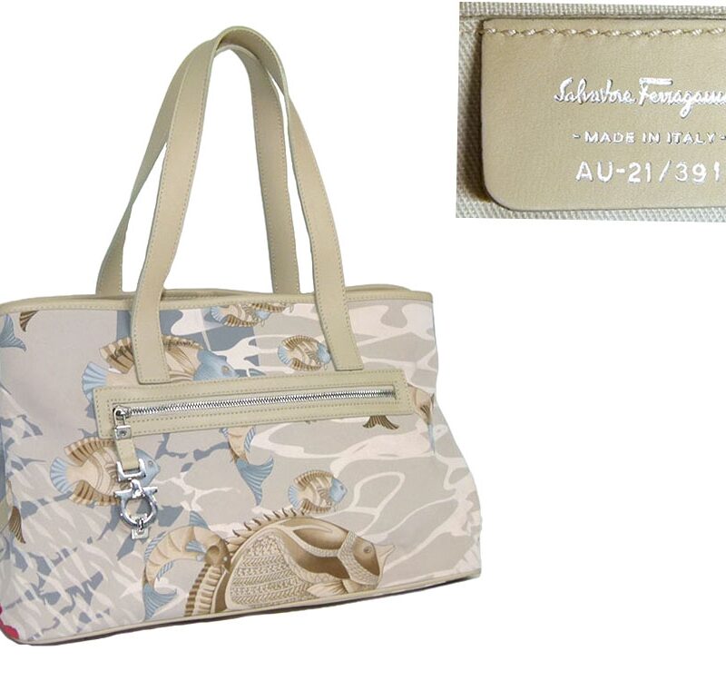 Ferragamo flower Lotus fish Print Tote S (AU21-3911)-0