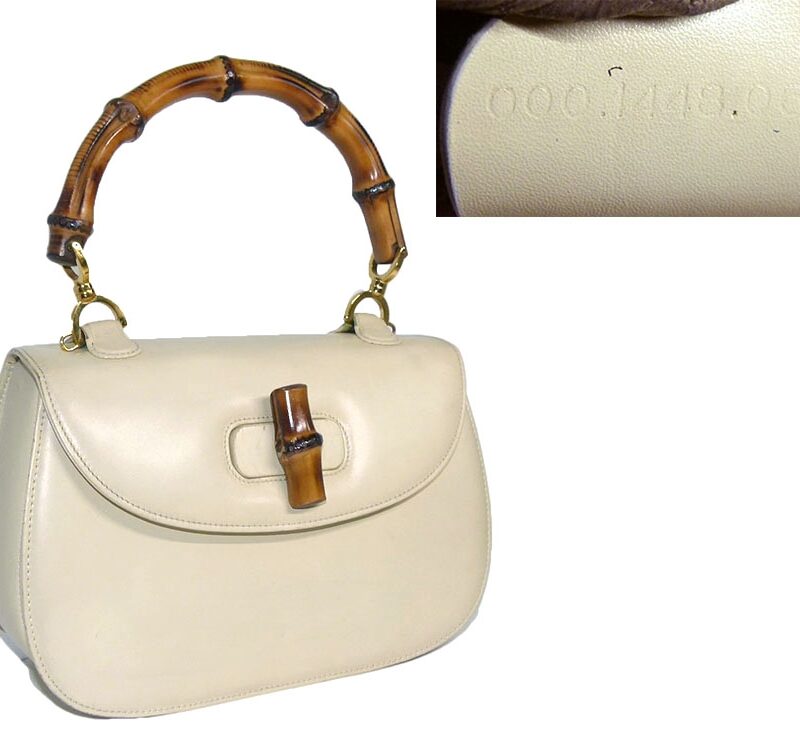 Gucci Vintage Beige Calf Bamboo Medium Top Handle Bag-0