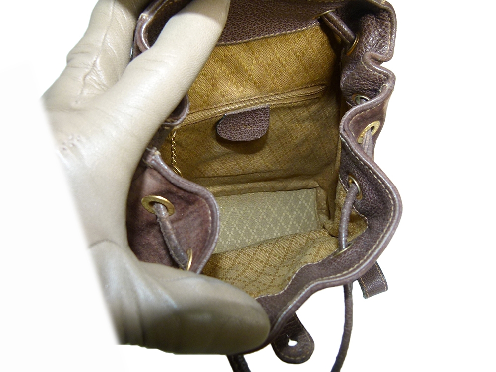 Gucci Vintage Classic Bamboo Brown Suede Backpack Small -31172