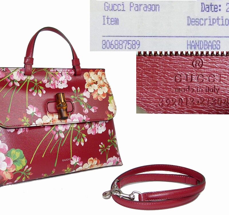 Gucci 392013 Red Medium Bamboo Daily Blooms Top Handle Daily Cruise Collection -0