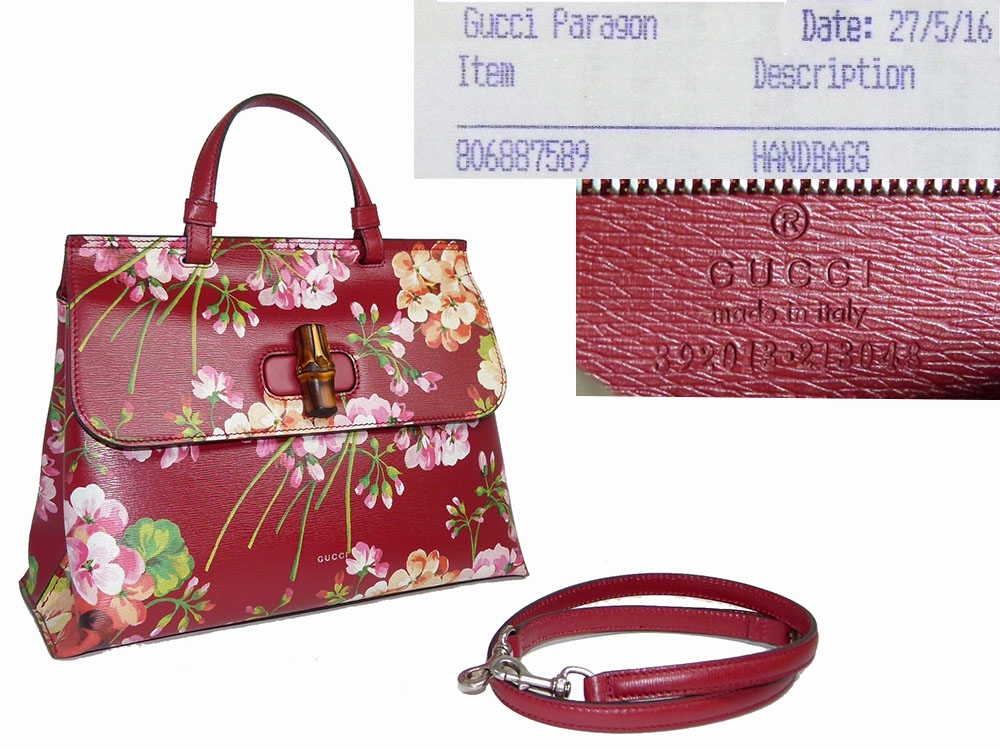 Gucci 392013 Red Medium Bamboo Daily Blooms Top Handle Daily Cruise Collection -0