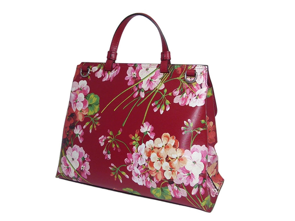 Gucci 392013 Red Medium Bamboo Daily Blooms Top Handle Daily Cruise Collection -31142