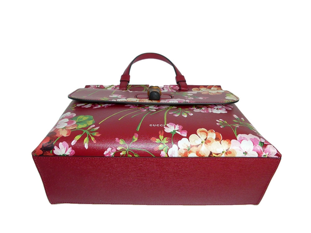 Gucci 392013 Red Medium Bamboo Daily Blooms Top Handle Daily Cruise Collection -31139