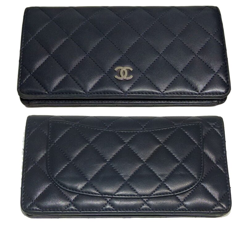 Chanel 16446375 Black Lambskin 8 Cards Long Wallet Silver Tone Hardware-0