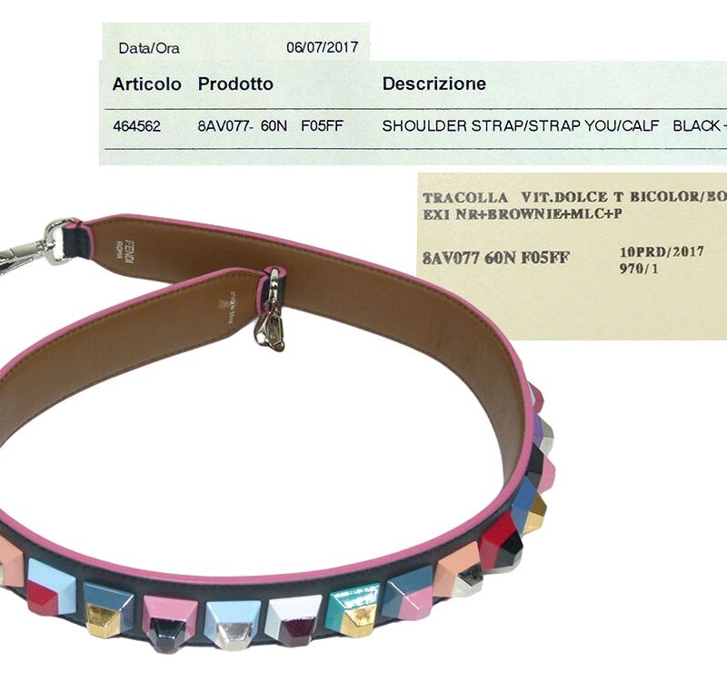 Fendi 8AV077 Geo Studded Multicolor/ Palladium Embellished Leather Shoulder Strap-0