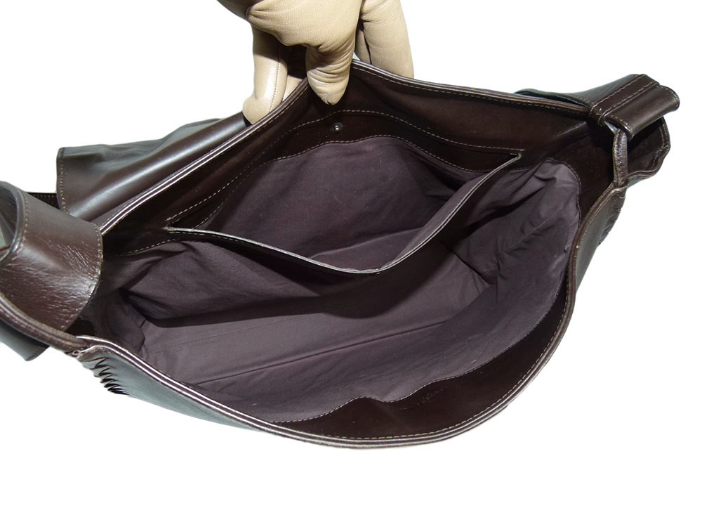 Bottega Veneta 221065 Black Men's Woven Flap Messenger Bag-31537