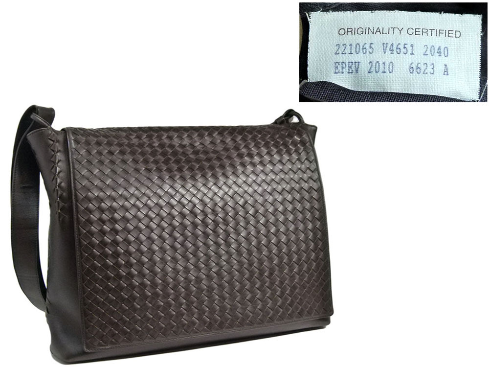 Bottega Veneta 221065 Black Men's Woven Flap Messenger Bag-0