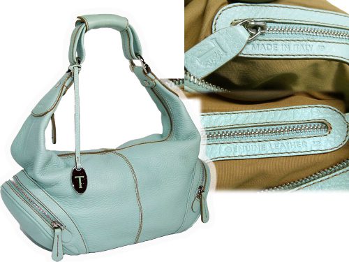 TOD'S Baby Blue Leather Mini Micky Hobo Bag -0