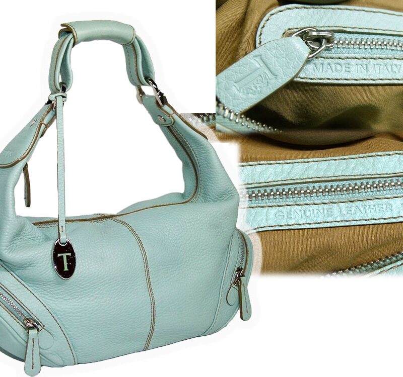 TOD'S Baby Blue Leather Mini Micky Hobo Bag -0