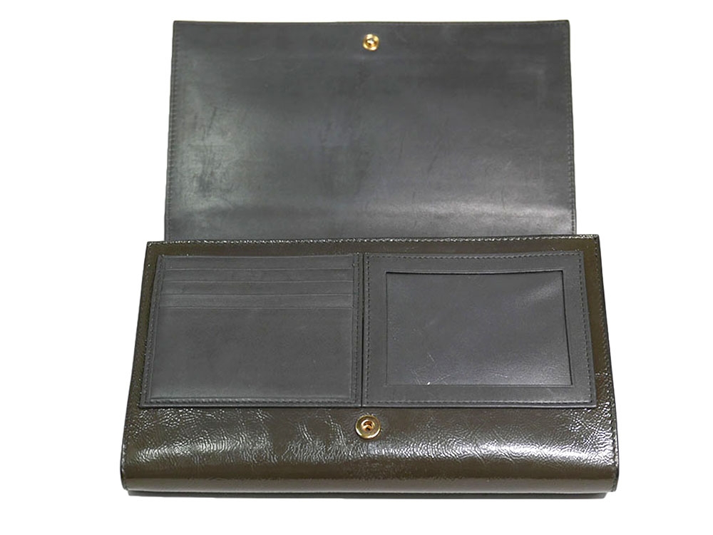 Yves Saint Laurent/ YSL Olive Green Envelope Leather Wallet on Chain Clutch/ Shoulder Bag-31705