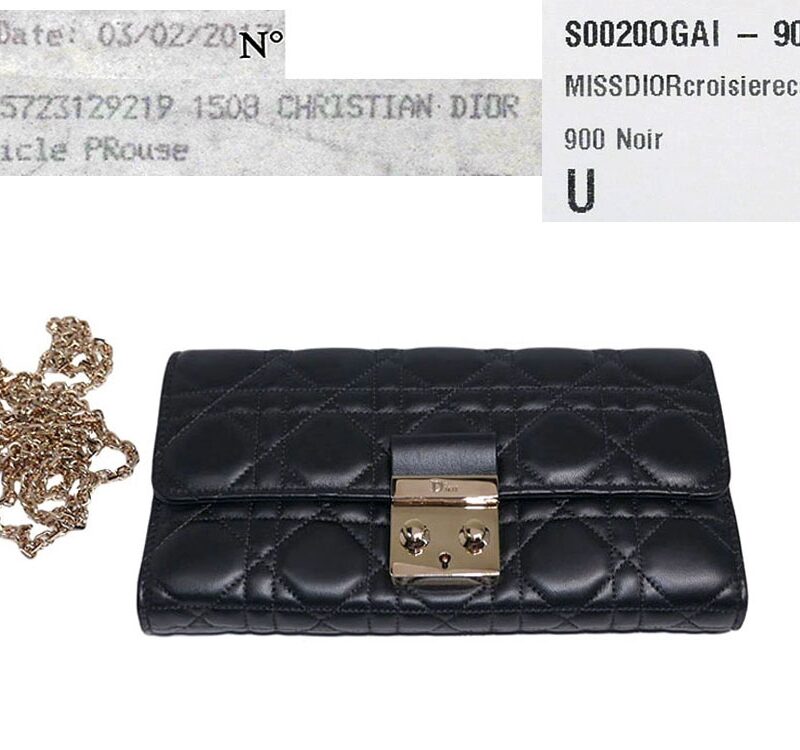 Christian Dior Black Cannage Quilted Lambskin Miss Dior Wallet On Chain-0