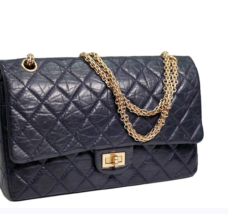 Chanel Navy Blue 2.55 Reissue 226 Medium Gold Hardware-0
