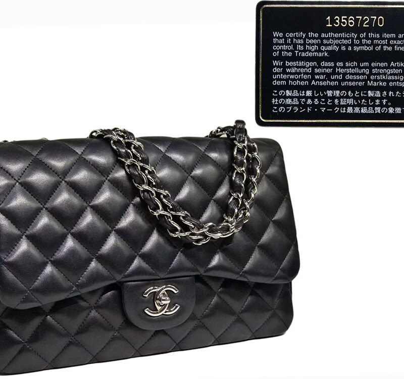 Chanel 13567270 Black Lambskin Jumbo Single Flap Silver Hardware-0