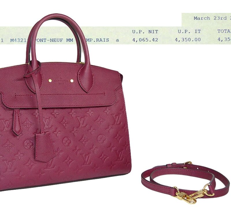 Louis Vuitton M43219 Embossed Empreinte Leather Raisin Pont Neuf MM Document Size -0