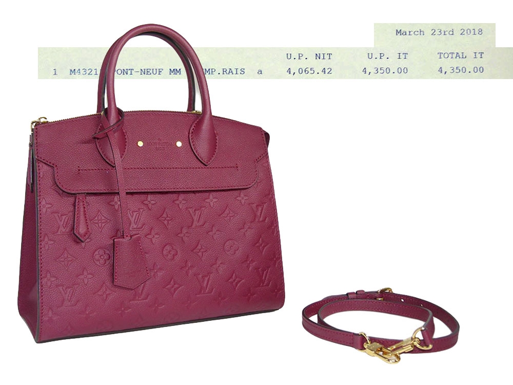 Louis Vuitton M43219 Embossed Empreinte Leather Raisin Pont Neuf MM Document Size -0