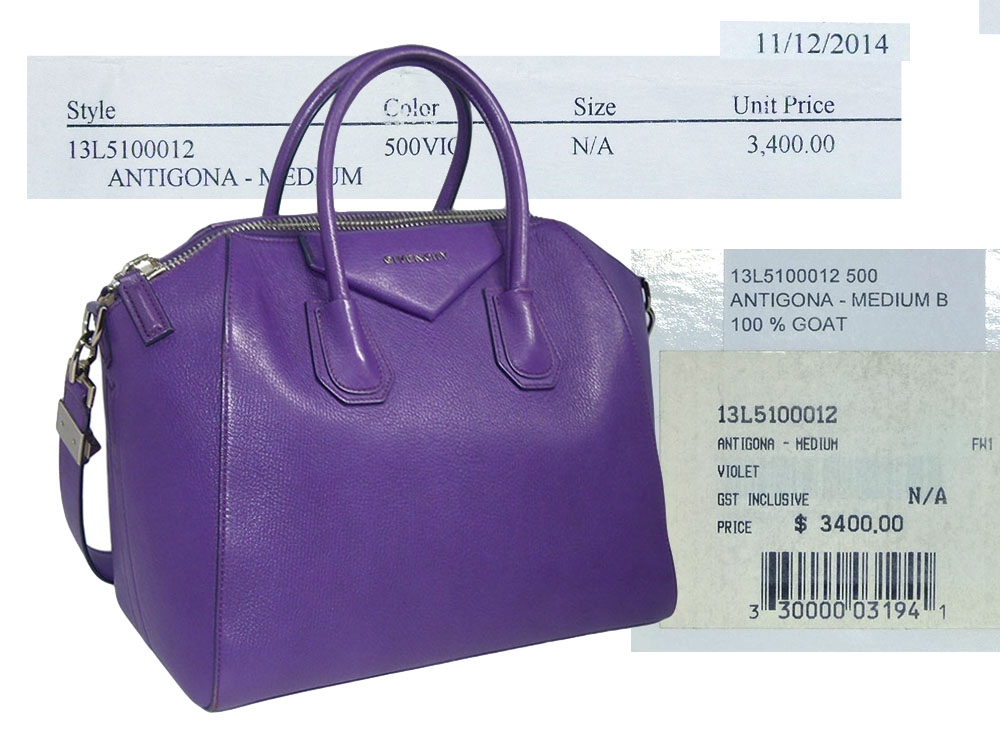 Givenchy Signature Antigona Medium Size in Violet Grained Leather -0