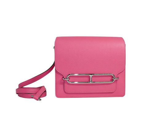HERMES Roulis Mini 2018 Rare Rose Azalee Pink Evercolor Calfskin 3-Way Cross Body Bag-0