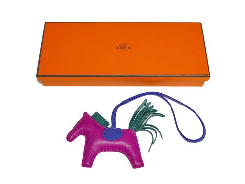 Hermes Sac Rodeo PM Tricolor Rose purple/ Malachite Agneau/ Blue Electric-0