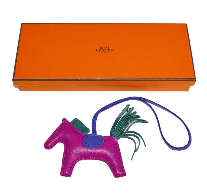 Hermes Sac Rodeo PM Tricolor Rose purple/ Malachite Agneau/ Blue Electric-0