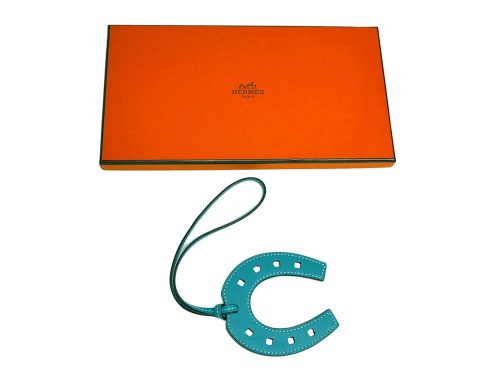 HERMES Swift Bleu Paon Paddock Horseshoe Bag Charm -0