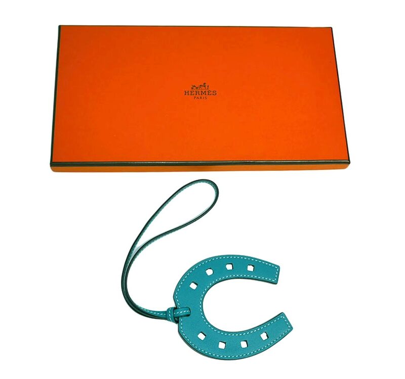 HERMES Swift Bleu Paon Paddock Horseshoe Bag Charm -0