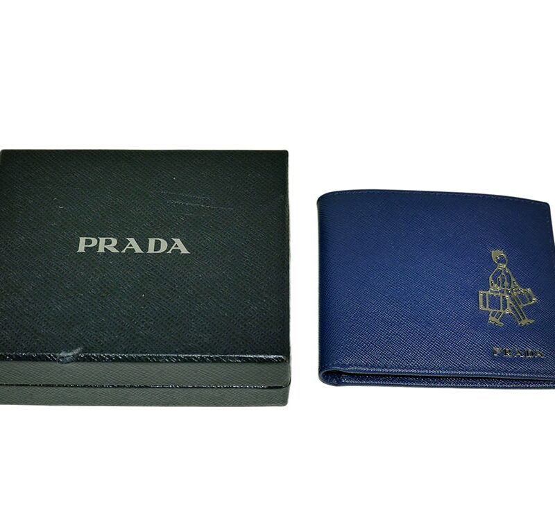 Prada 2M0513 Blue Saffiano Travel Porter 8 Cards Wallet -0