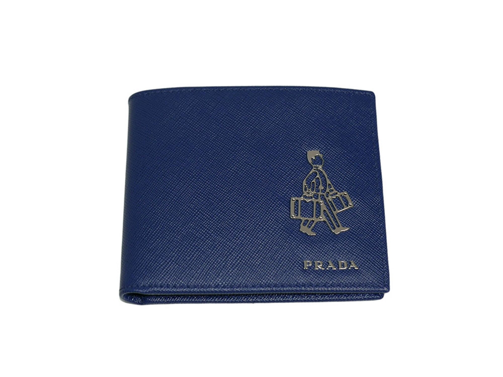 Prada 2M0513 Blue Saffiano Travel Porter 8 Cards Wallet -32008