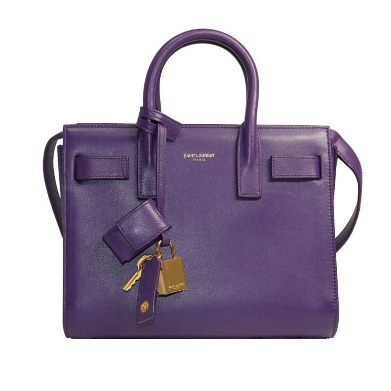 Saint Laurent 2013 YSL 340778 Classic Nano Sac De Jour Bag in Violet Purple Smooth Leather-0
