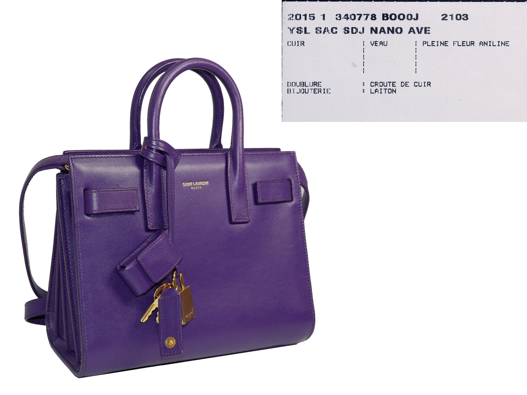 Saint Laurent 2013 YSL 340778 Classic Nano Sac De Jour Bag in Violet Purple Smooth Leather-32220