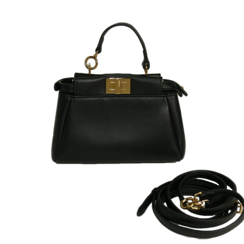 Fendi 8M0355 Black Lambskin Micro Peekaboo Gold Hardware-0