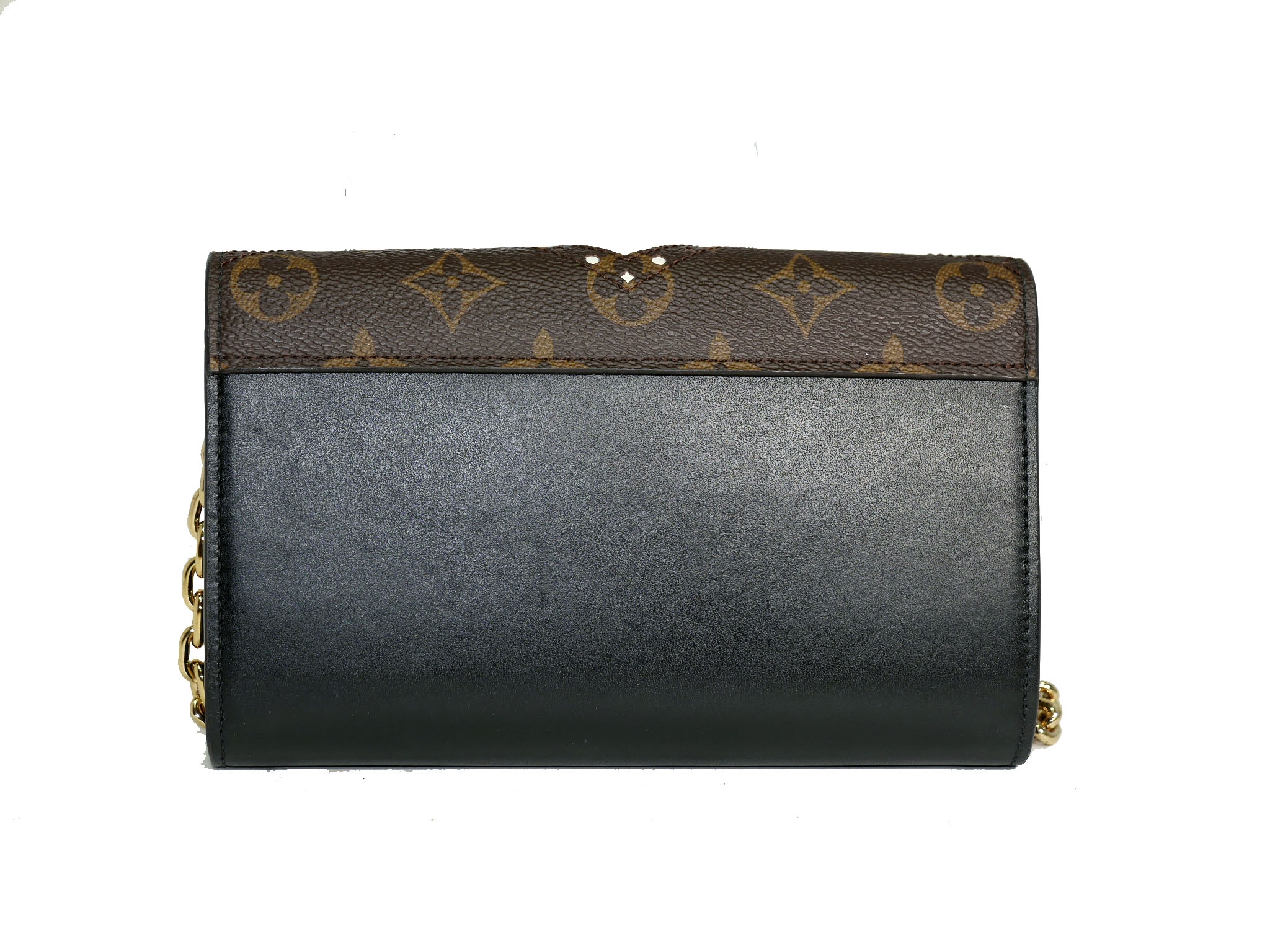 Limited Collection ! Louis Vuitton M62872 Decorative Stitching and Perforations Twist Chain Wallet -32321