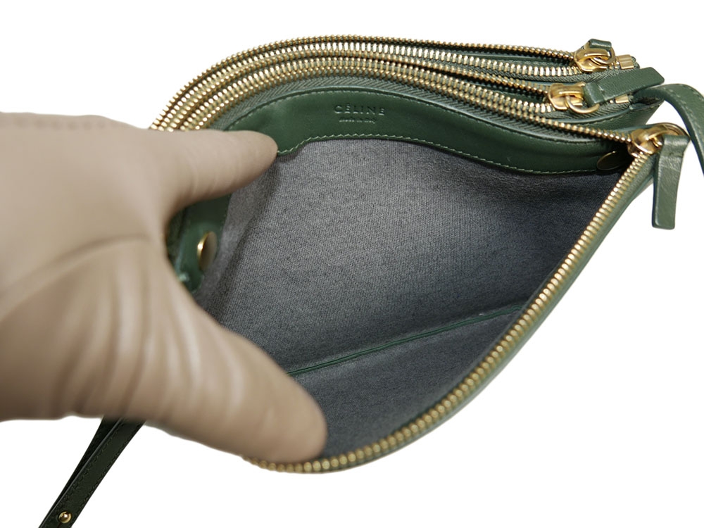 Celine 171453 Olive Green / Amazona Trio Bag Multiple Zipped 3-Way Large Messenger Bag in Smooth Lambskin -32495