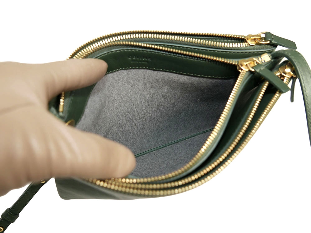 Celine 171453 Olive Green / Amazona Trio Bag Multiple Zipped 3-Way Large Messenger Bag in Smooth Lambskin -32490