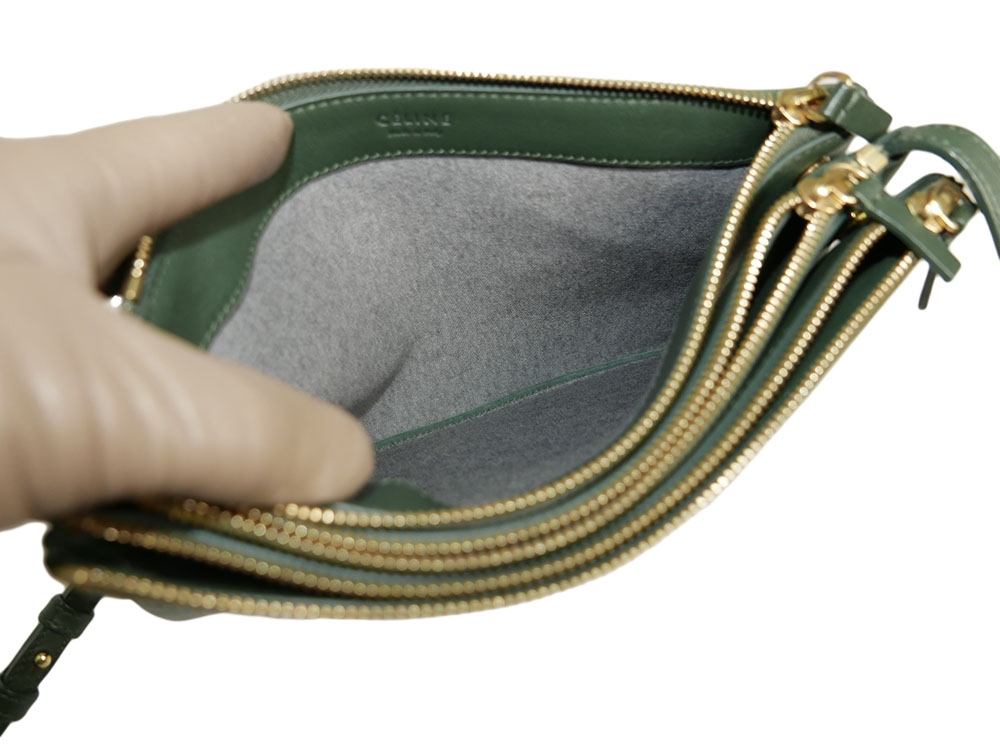 Celine 171453 Olive Green / Amazona Trio Bag Multiple Zipped 3-Way Large Messenger Bag in Smooth Lambskin -32489