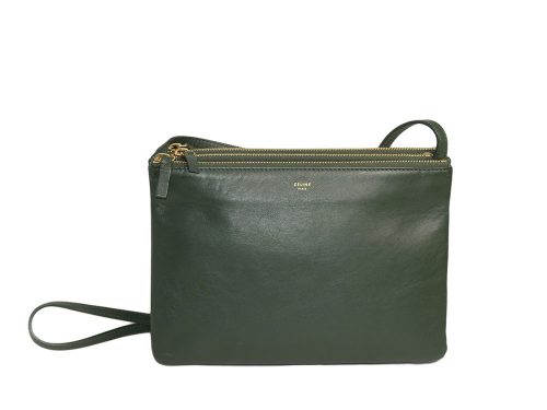 Celine 171453 Olive Green / Amazona Trio Bag Multiple Zipped 3-Way Large Messenger Bag in Smooth Lambskin -0