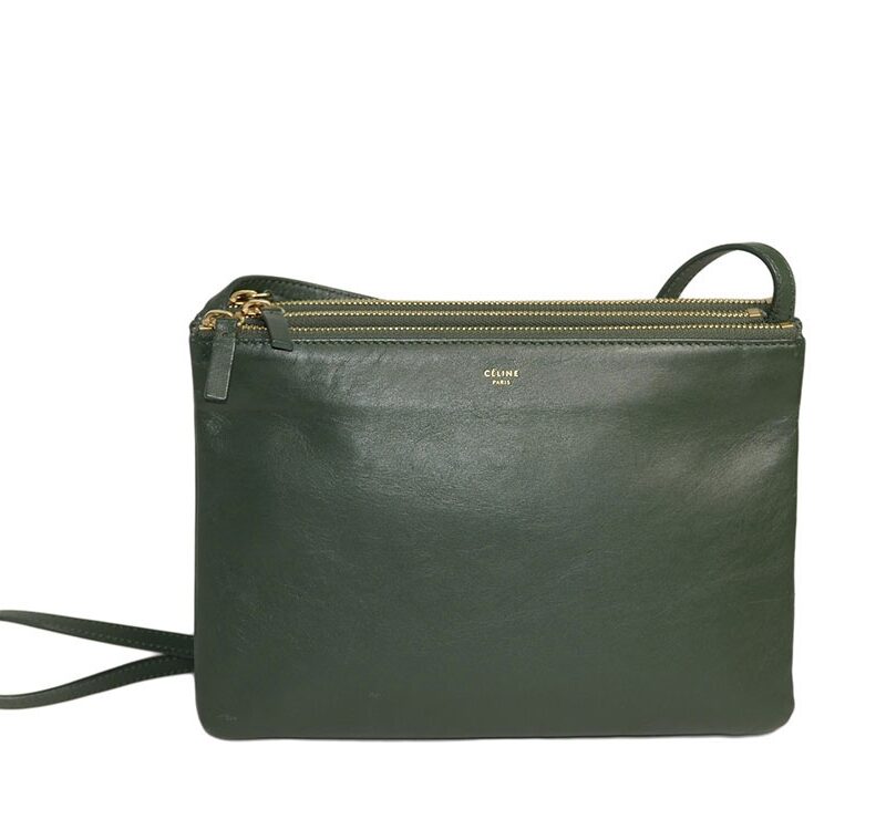 Celine 171453 Olive Green / Amazona Trio Bag Multiple Zipped 3-Way Large Messenger Bag in Smooth Lambskin -0