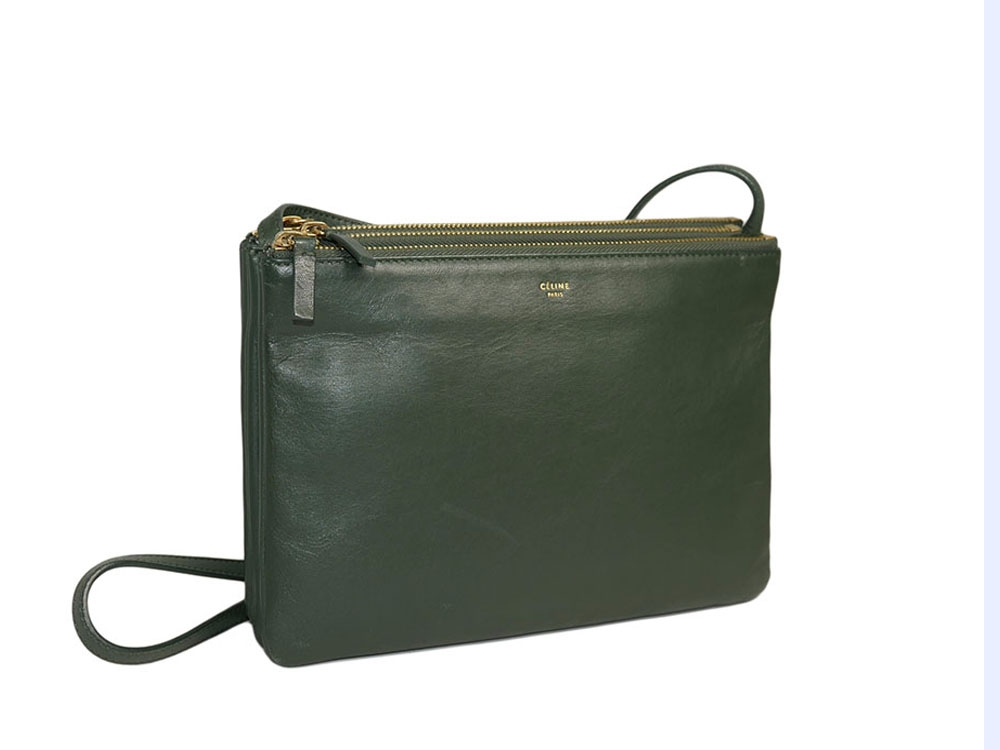 Celine 171453 Olive Green / Amazona Trio Bag Multiple Zipped 3-Way Large Messenger Bag in Smooth Lambskin -32491
