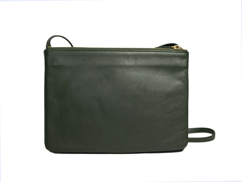 Celine 171453 Olive Green / Amazona Trio Bag Multiple Zipped 3-Way Large Messenger Bag in Smooth Lambskin -32493