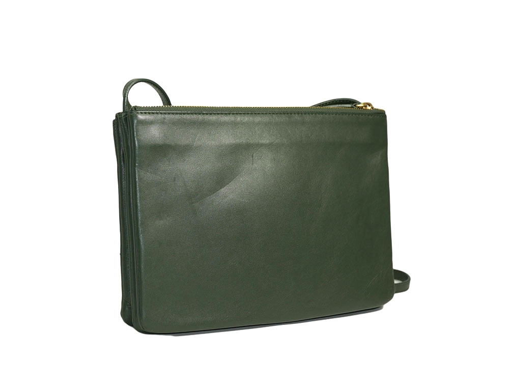 Celine 171453 Olive Green / Amazona Trio Bag Multiple Zipped 3-Way Large Messenger Bag in Smooth Lambskin -32494